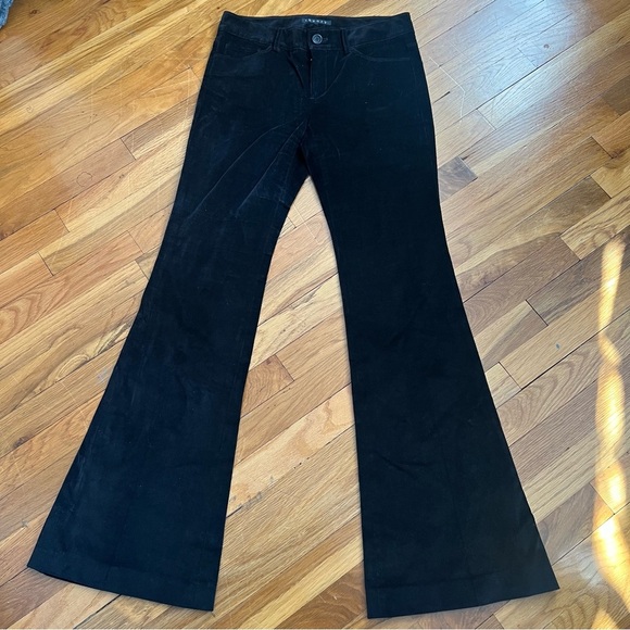 Theory Black Velvet Flared Bell Bottom Trousers Women's Size 4 - Picture 1 of 6